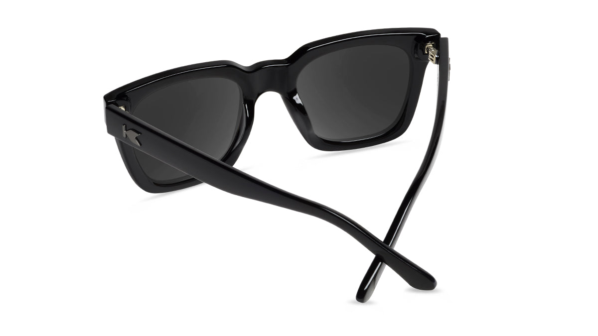 Sunglasses with Piano Black Frames and Polarized Black Smoke Lenses, Back