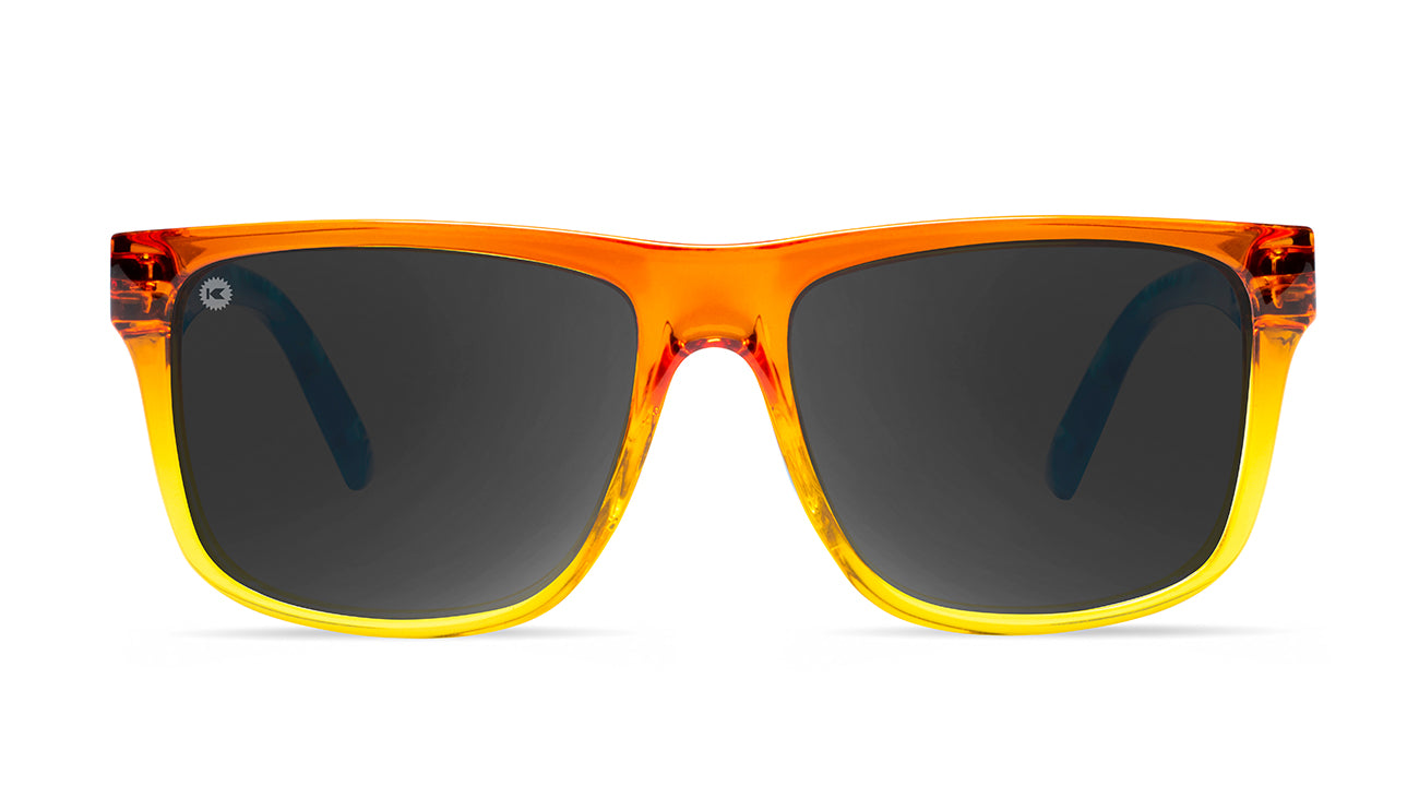 Sunglasses with Orange Fade Frames and Polarized Smoke Lenses, Front