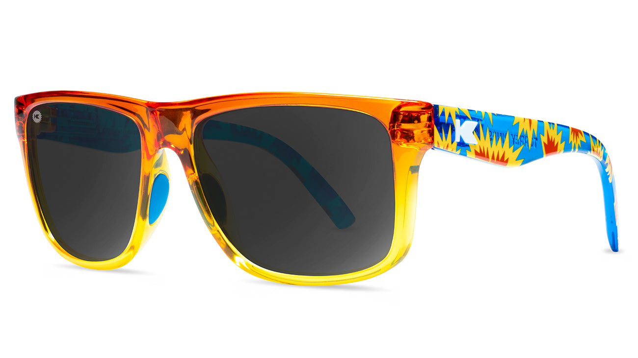 Sunglasses with Orange Fade Frames and Polarized Smoke Lenses, Threequarter