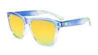 Sunglasses with Glossy Prismic Frames and Polarized Yellow Lenses, Flyover