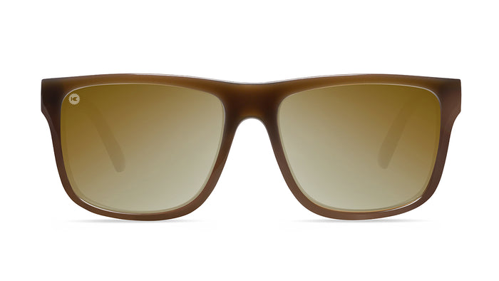 Sunglasses with Glossy Brown Frames and Polarized Gold Lenses, Front