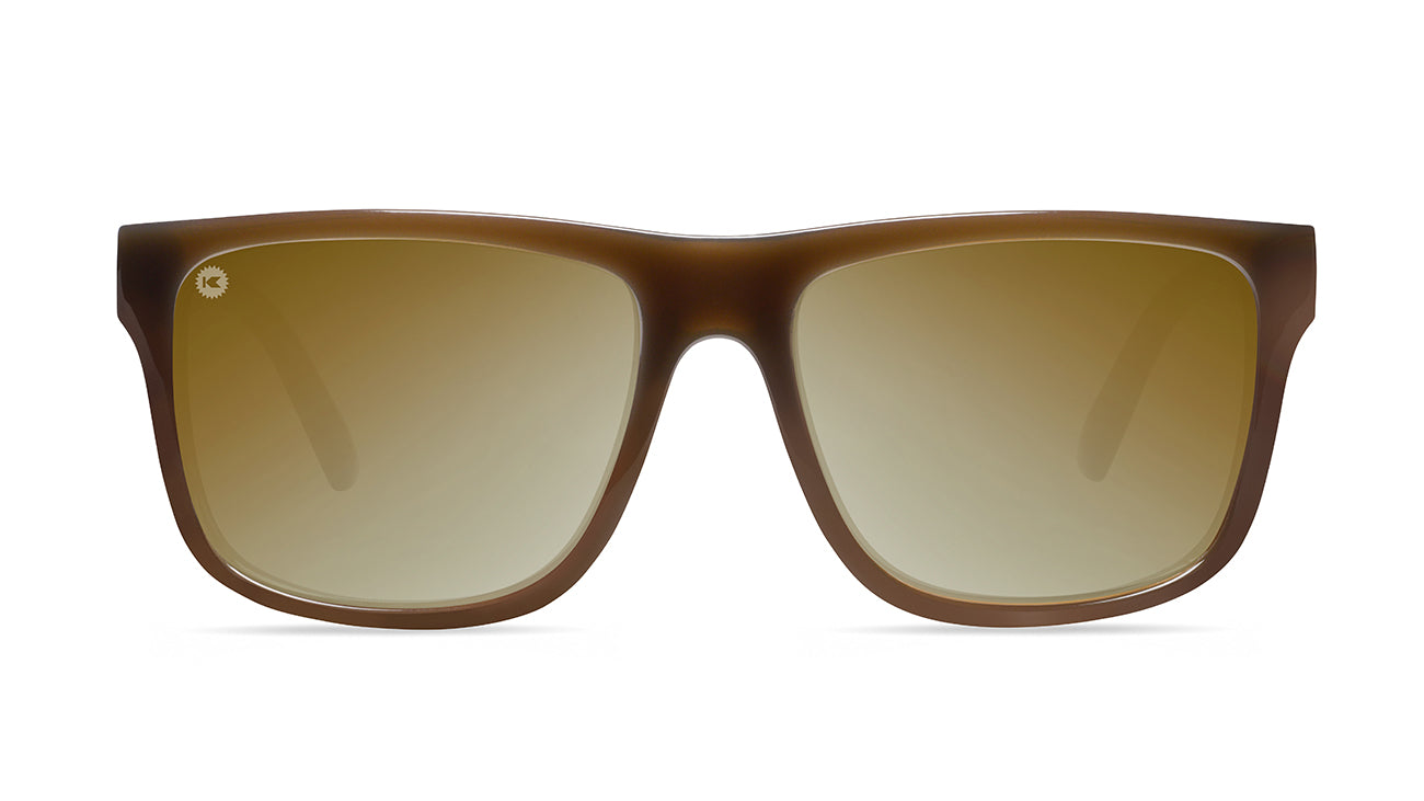 Sunglasses with Glossy Brown Frames and Polarized Gold Lenses, Front