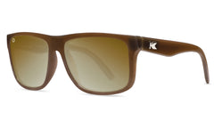 Sunglasses with Glossy Brown Frames and Polarized Gold Lenses, Threequarter
