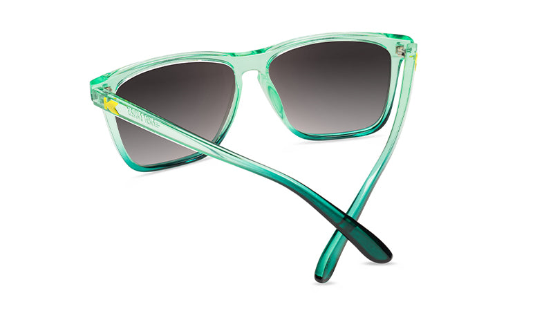 Sunglasses with a Green Frame and Polarized Amber Gradient Lenses, Back