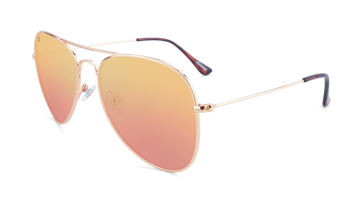 Sunglasses with Rose Gold Metal Frame and Polarized Copper Lenses, Flyover