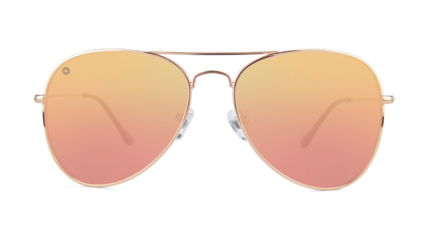 Sunglasses with Rose Gold Metal Frame and Polarized Copper Lenses, Front