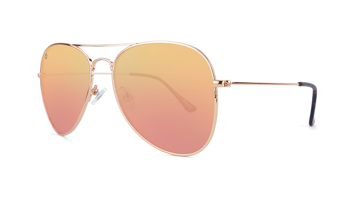 Sunglasses with Rose Gold Metal Frame and Polarized Copper Lenses, Threequarter