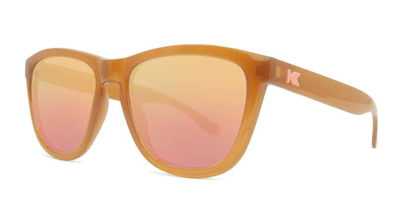 Sunglasses with Sacred Sands Frames and Polarized Rose Gold Lenses, Threequarter