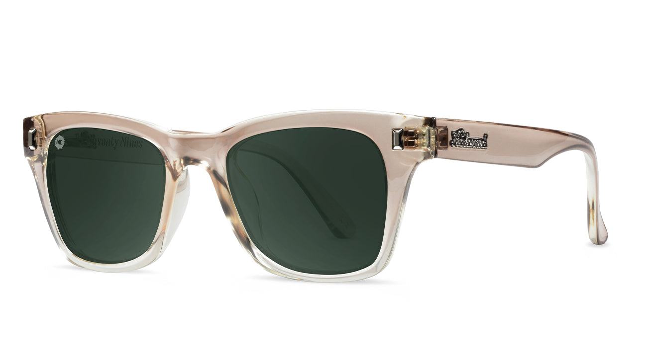 Sunglasses with San Dune Frames and Polarized Green Lenses, Threequarter