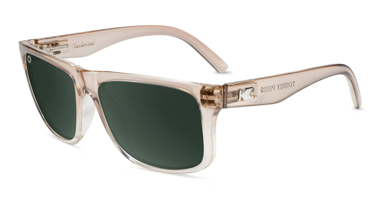Sunglasses with San Dune Frames and Polarized Green Lenses, Flyover