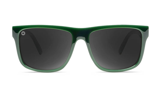 Sunglasses with Forest Green frames and Polarized Smoke Lenses, Front
