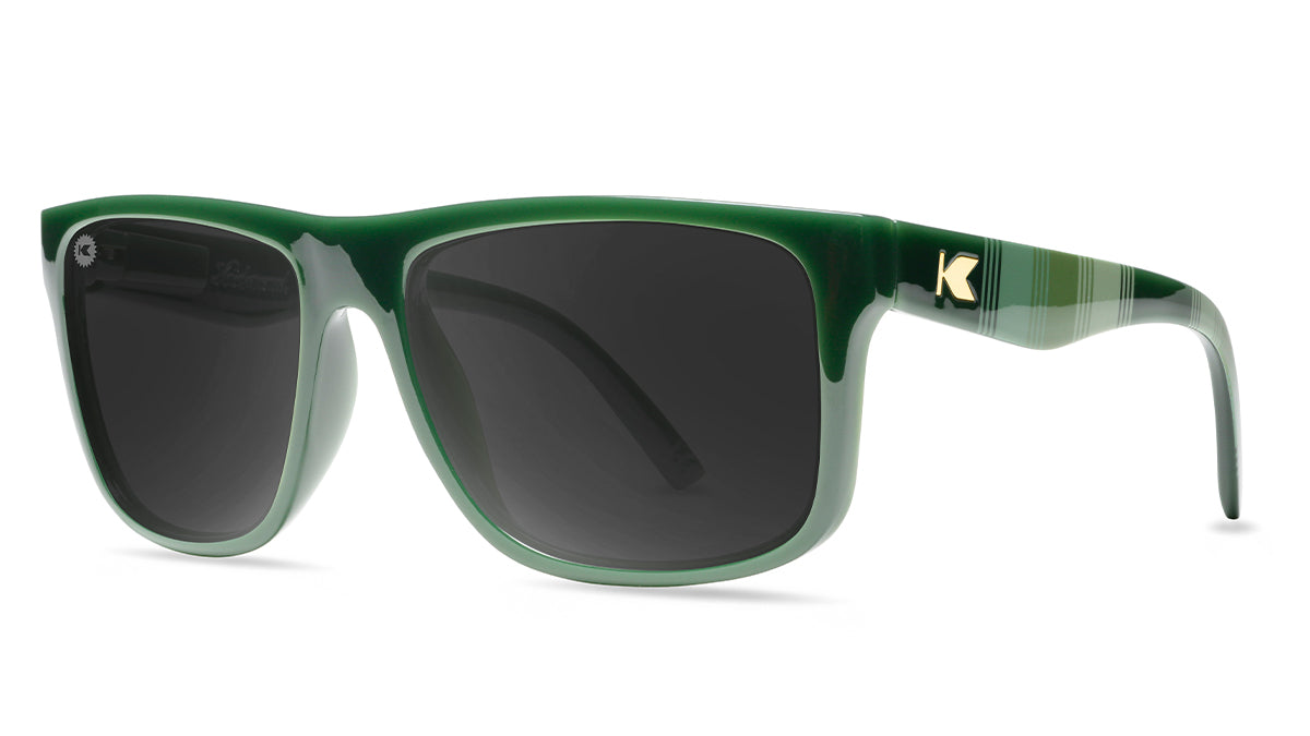 Sunglasses with Forest Green frames and Polarized Smoke Lenses, Threequarter