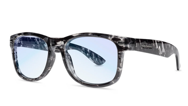 Blue Light Blockers with Smoke Signal Frames and Clear Lenses, Threequarter