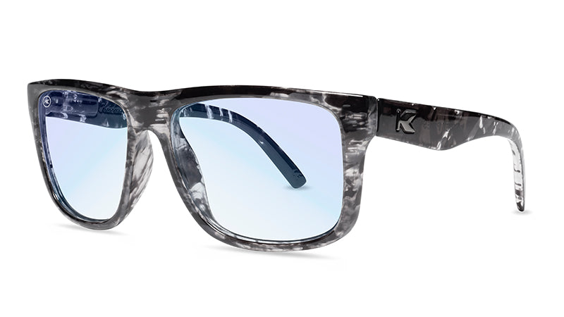 Sunglasses with Smoke Signal Frames and Clear Blue Light Blocking Lenses, Threequarter