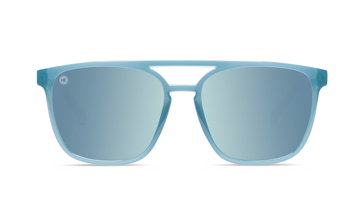 Sunglasses with Blue Frames and Polarized Sky Blue Lenses, Front