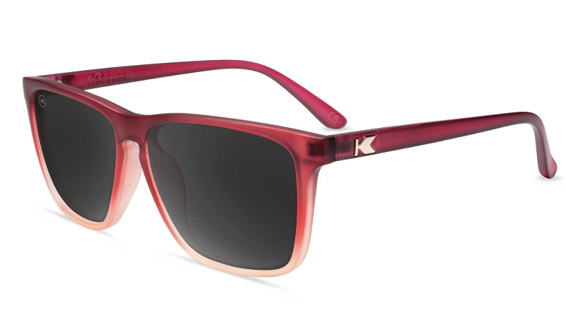 Sunglasses with Red Fade Frames and Polarized Black Lenses, Flyover