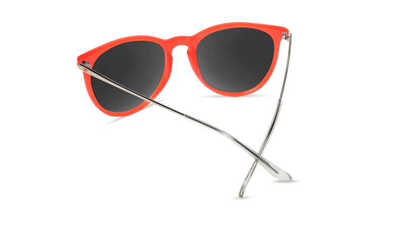 Sunglasses with Red Frames and Polarized Aqua Lenses, Back