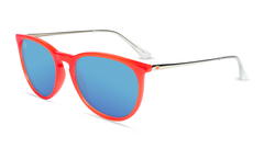 Sunglasses with Red Frames and Polarized Aqua Lenses, Flyover