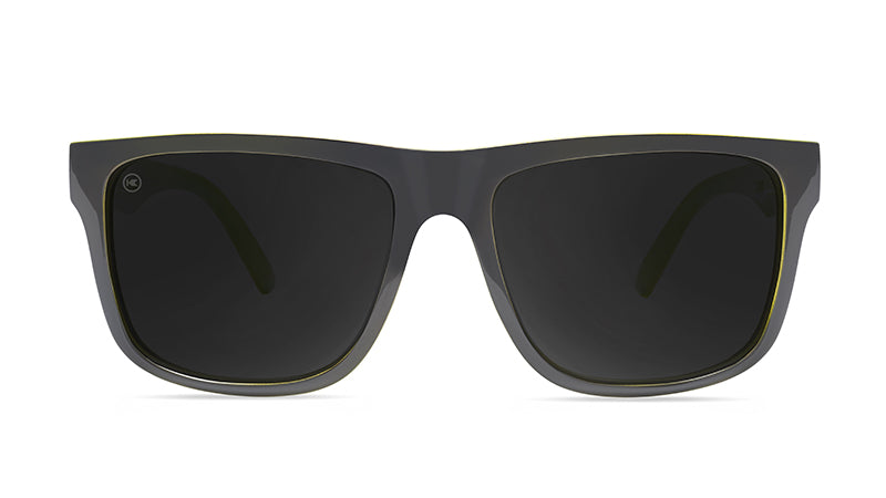 Sunglasses with Glossy Grey Frames and Polarized Black Lenses, Front