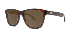 Deluxe Sunglasses with Glossy Tortoise Shell Frame and Polarized Amber Lenses, Threequarter