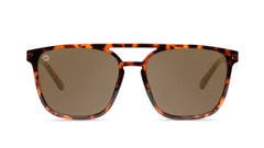 Sunglasses with Glossy Tortoise Shell Frames and Polarized Amber Lenses, Front