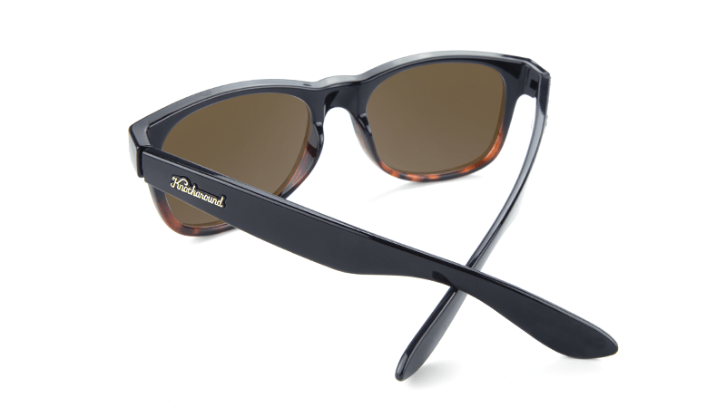 Sunglasses with Black and Tortoise Shell Fade Frames, and Polarized Amber Lenses, Back