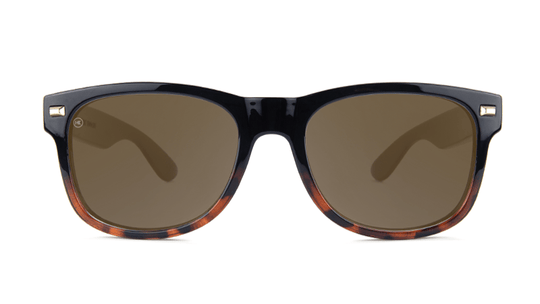 Sunglasses with Black and Tortoise Shell Fade Frames, and Polarized Amber Lenses, Front