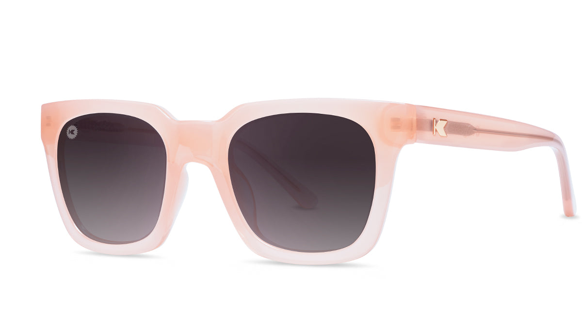Sunglasses with Vintage Rose Frames and Polarized Smoke Gradient Lenses, Threequarter