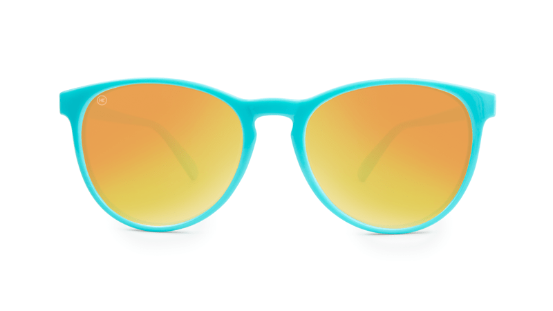 Mai Tais Sunglasses with Glossy Turquoise Frames and Yellow Sunset Mirrored Lenses, Front