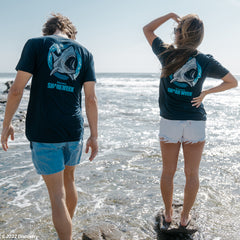Shark Week T-shirt, Male and Female Model, Back