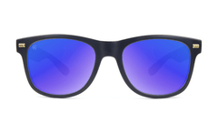 Fort Knocks Sunglasses with Matte Black Frames and Blue Moonshine Mirrored Lenses, Front